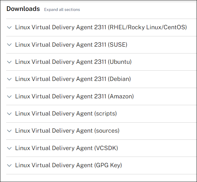 Linux VDA downloads
