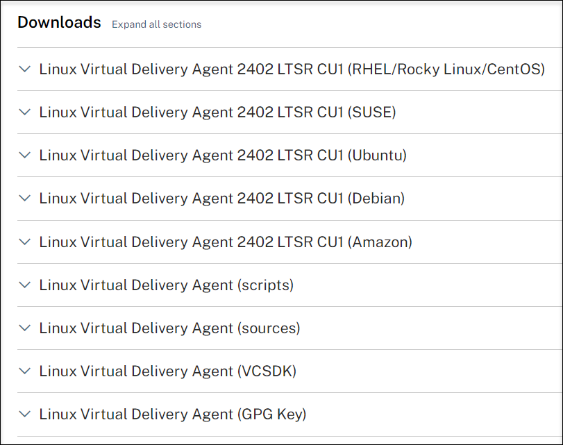 Linux VDA downloads