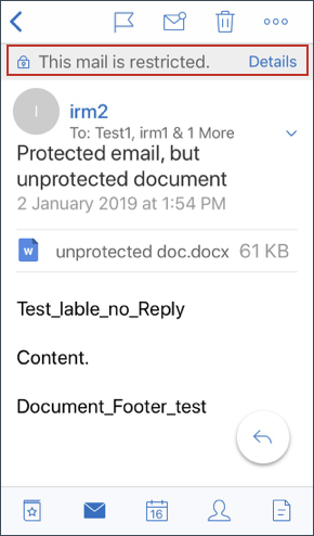 Secure Mail IRM Restrictions