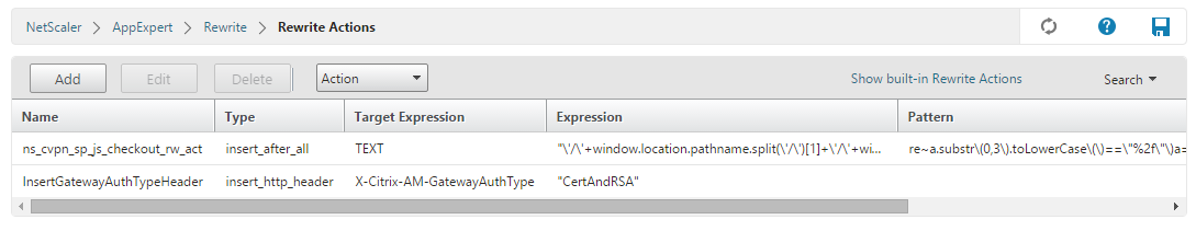 Image of the Rewrite Actions screen result