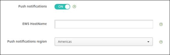 Image of push notification setting for Android in Endpoint Management