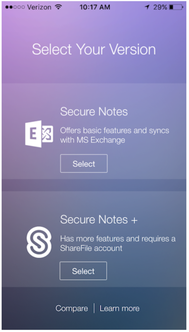 Image of user option to choose a version