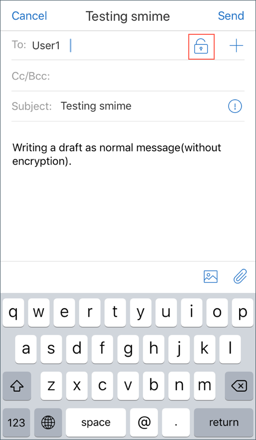 Image of the unencrypted email