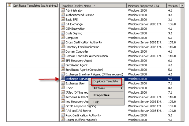 Image of the Exchange Signature Only template