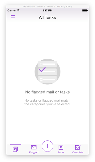 Image of the Tasks view