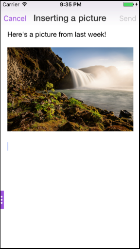 Image of a message with a photo insert