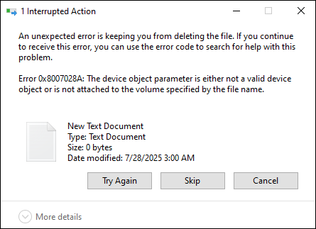 Error message