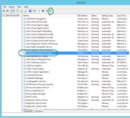 Image of verification that Citrix Remote Broker Provider Service is running