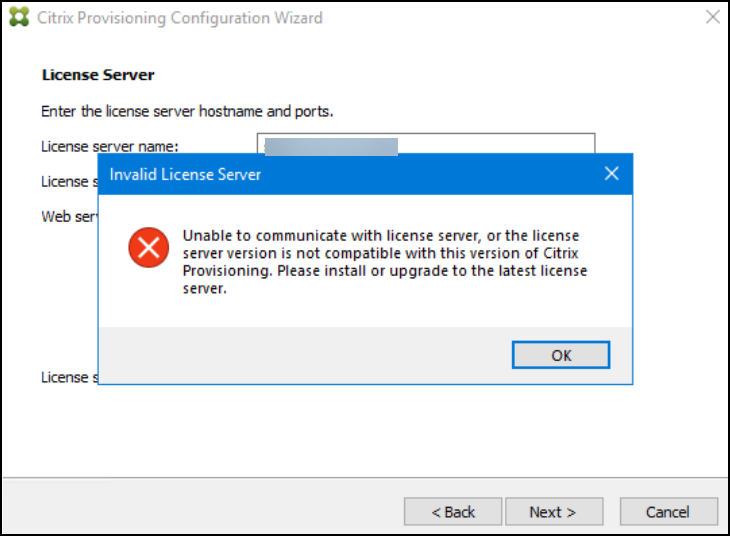 License Server cannot be contacted