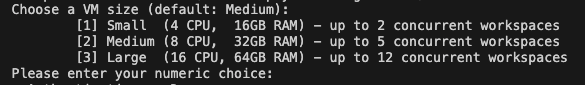VM size prompt