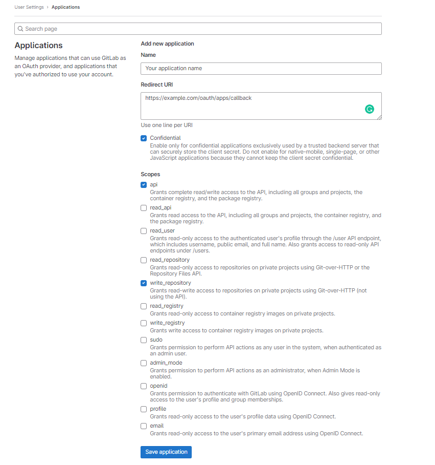 Gitlab Register Apps