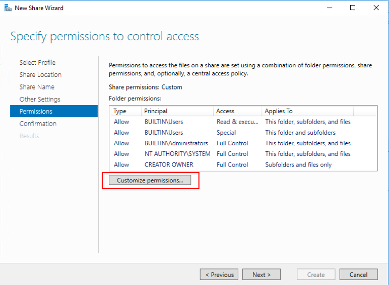 Image of customizing permissions
