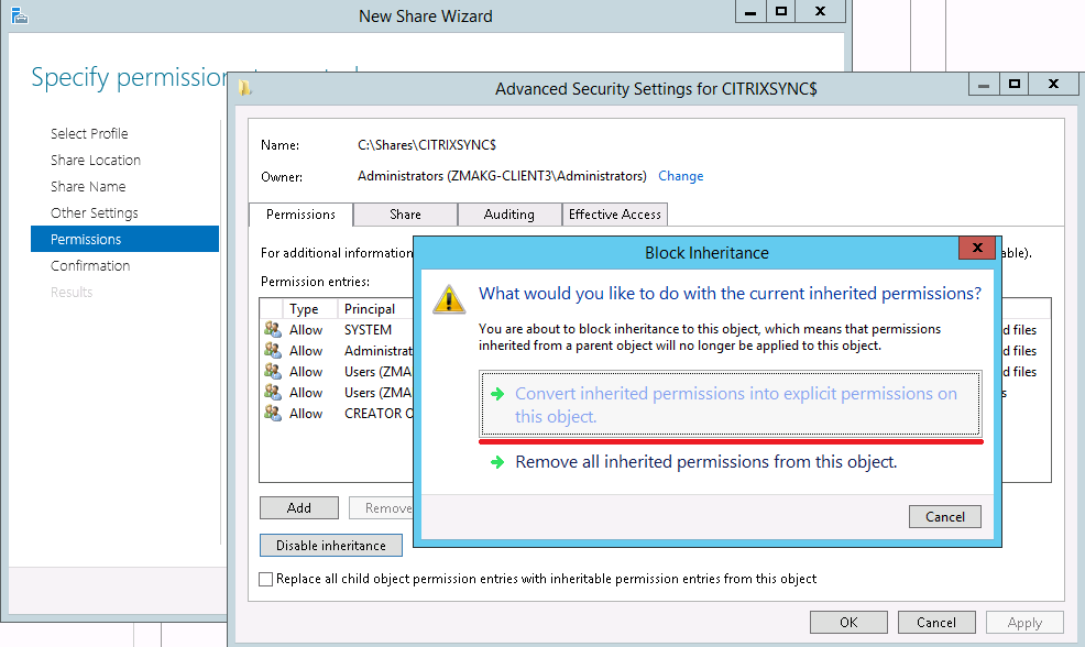 Image of disabling inheritance