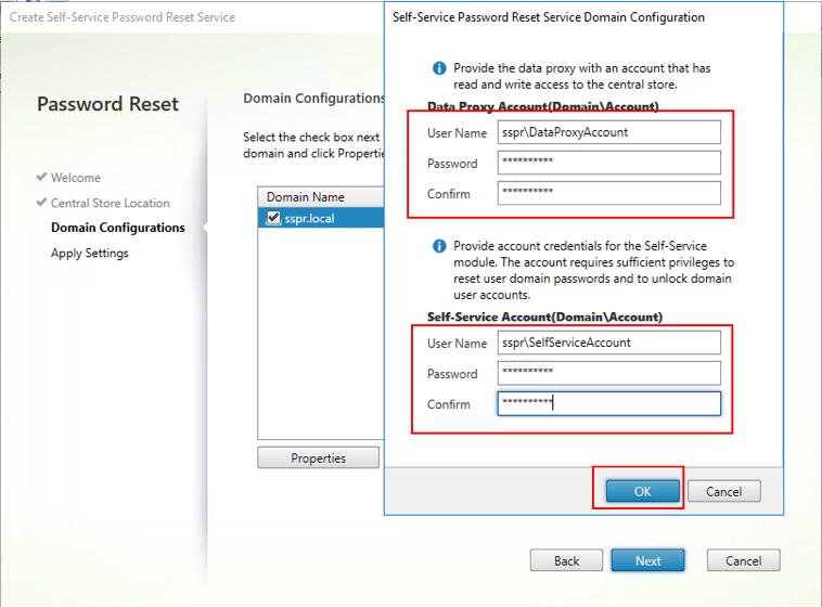 Image of specifying user names and passwords
