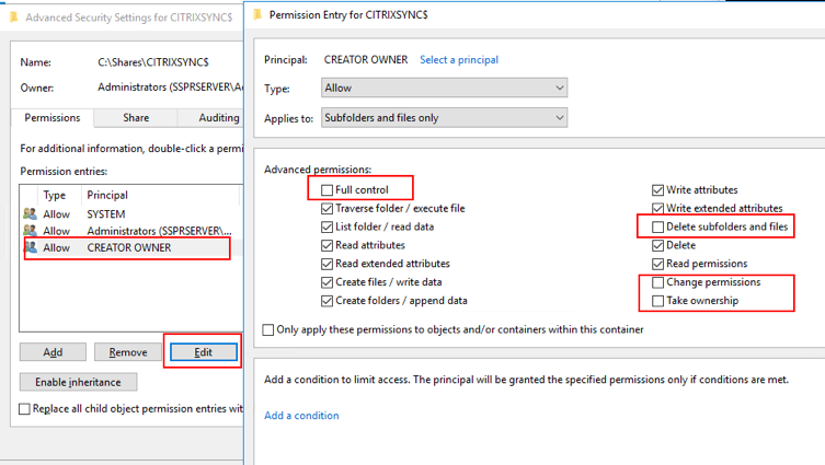 Image of advanced permissions