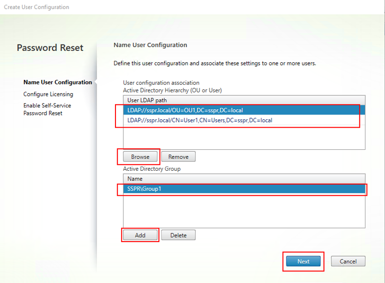 Image of user configuration