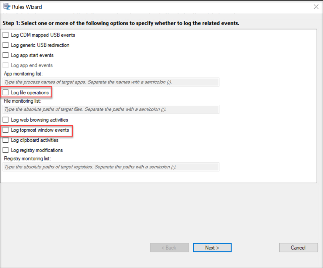 Renamed options for event detection settings