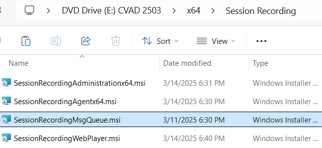 The Session Recording message queue MSI