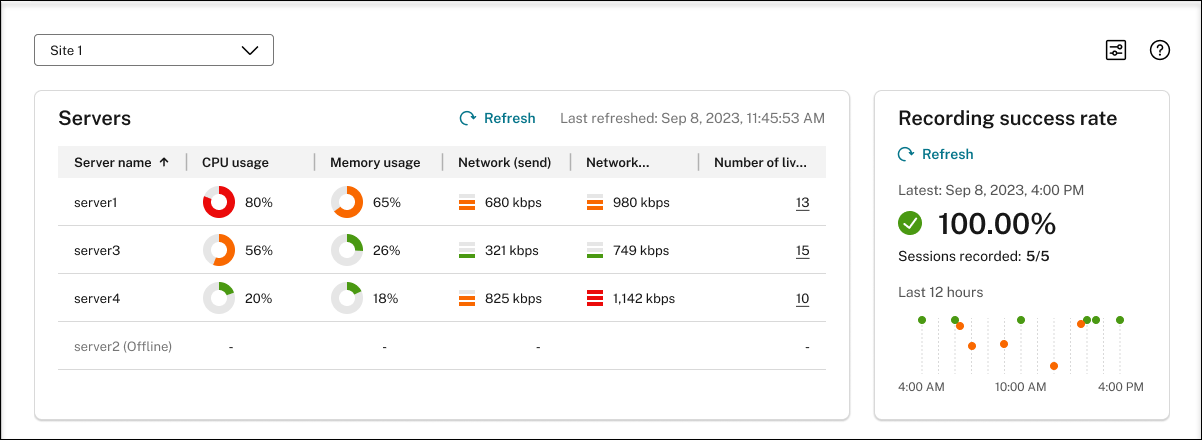 Recording success rate widget