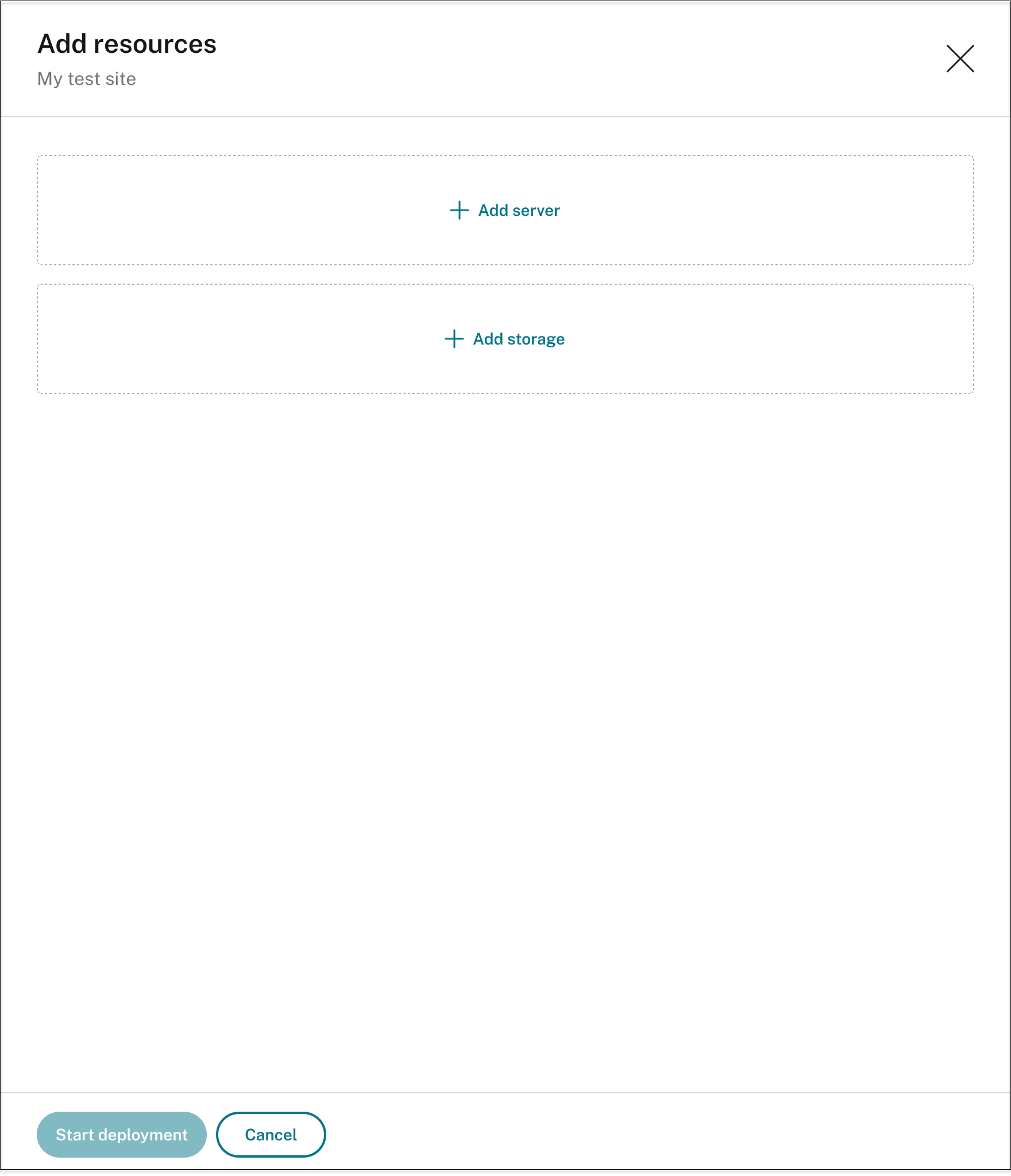 The Add resources page