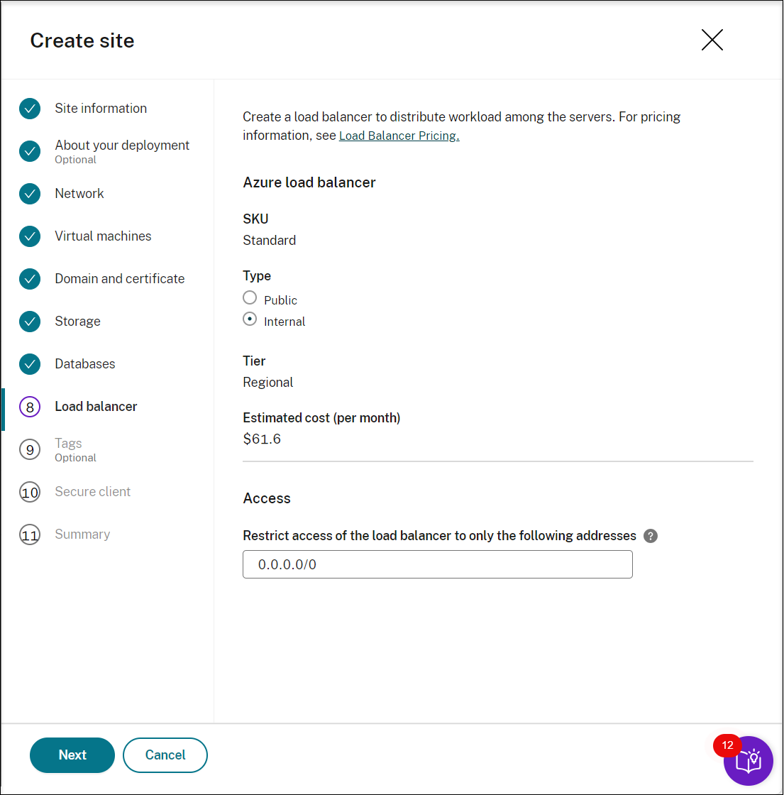 Creating a load balancer