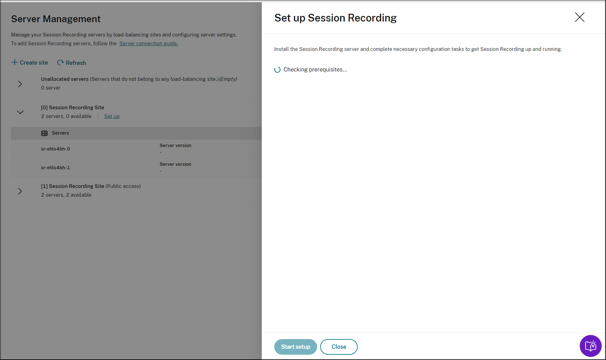 Checking prerequisites for setting up Session Recording