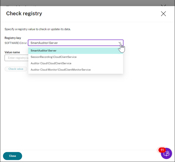 Checking registry