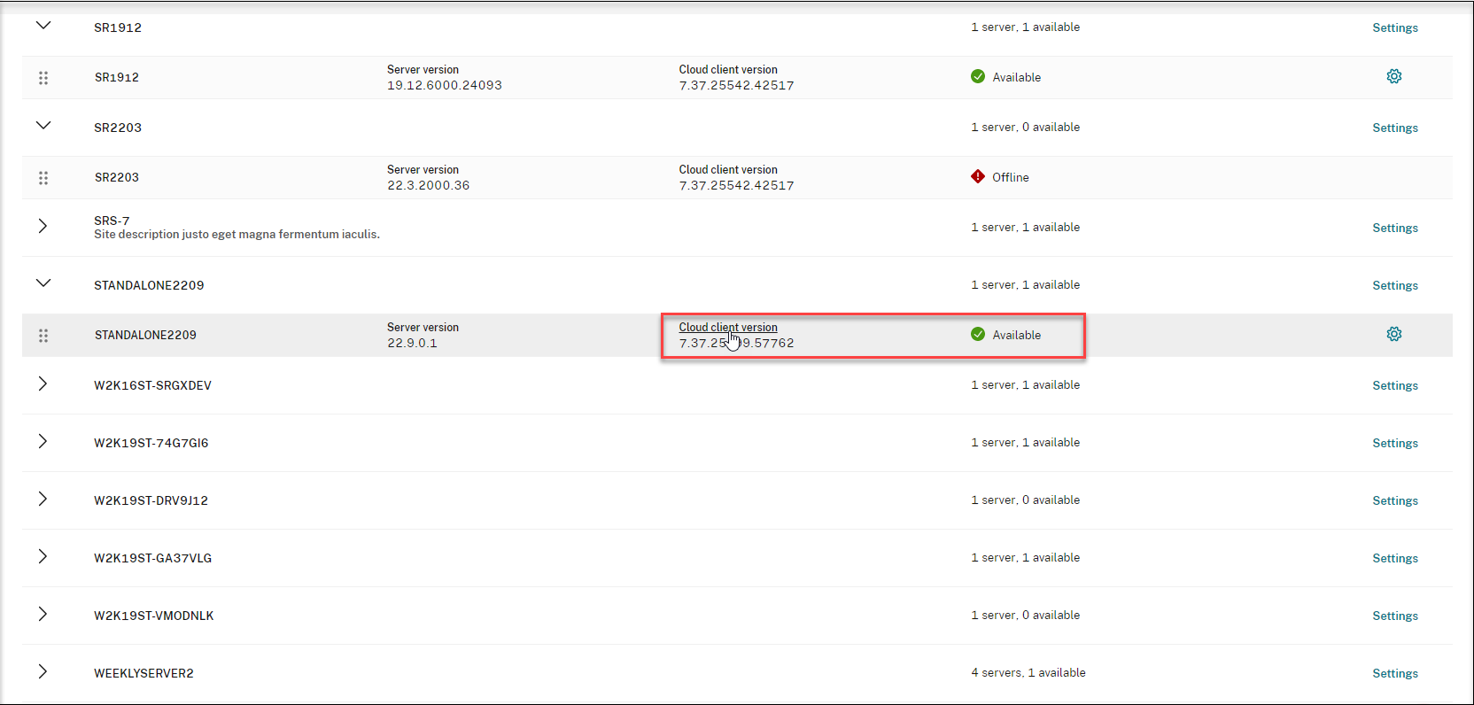 The Cloud client version icon