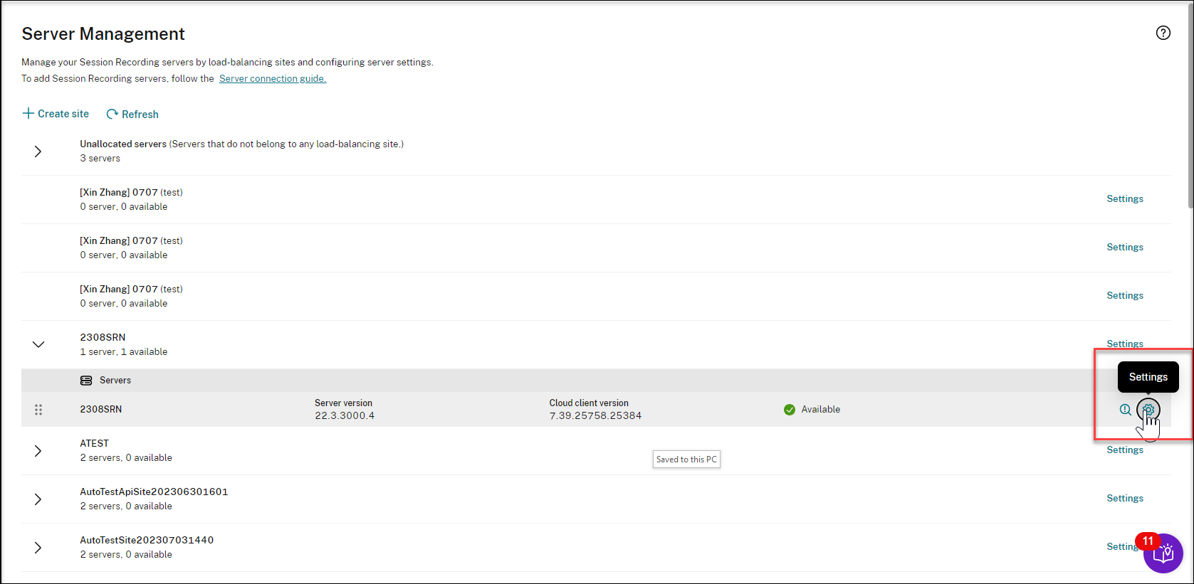 Configuring a target server