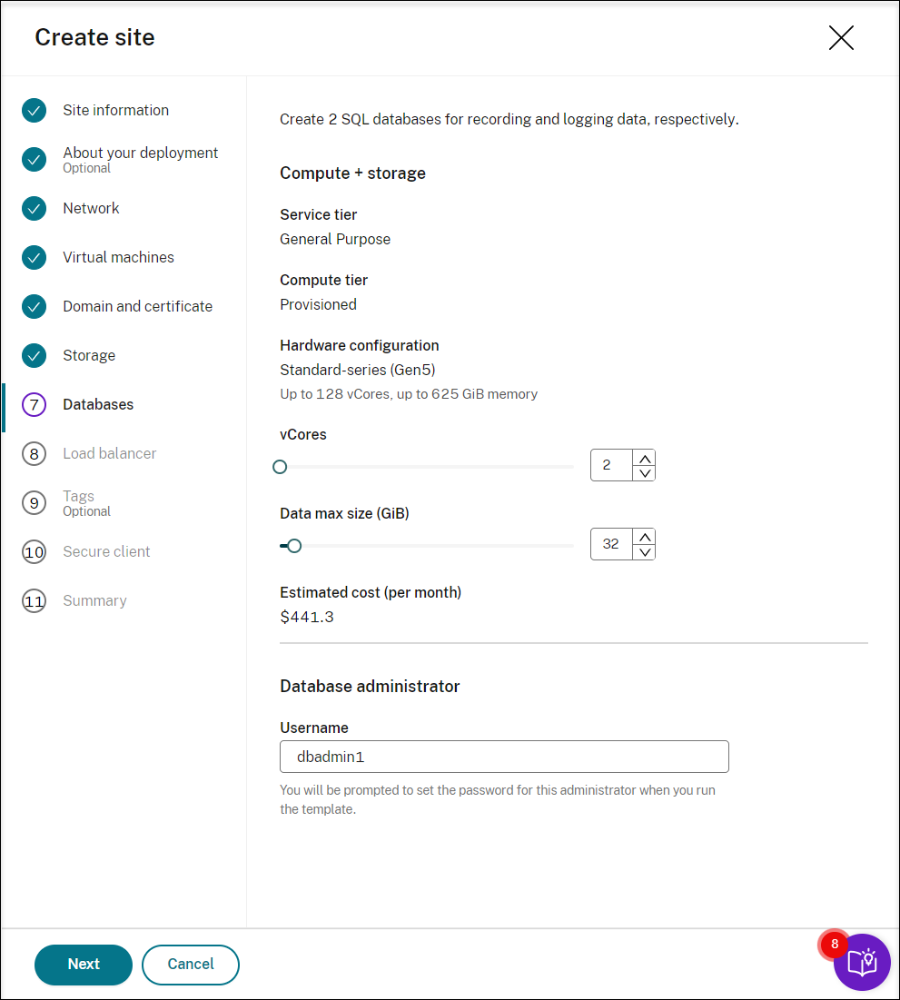 Create two SQL databases for the ARM template