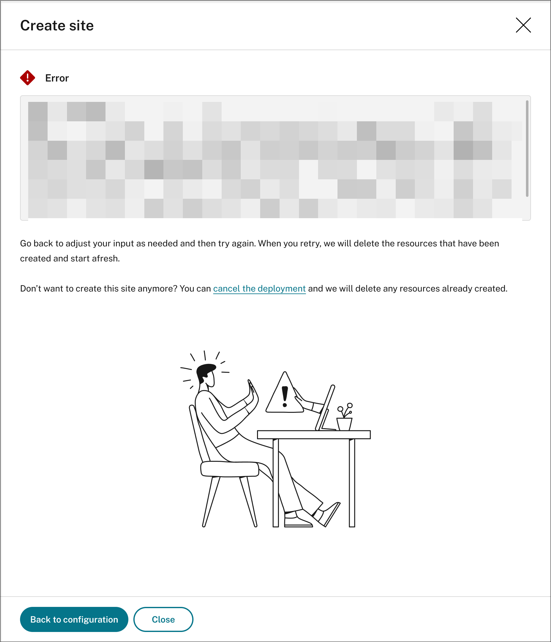 Deployment error details