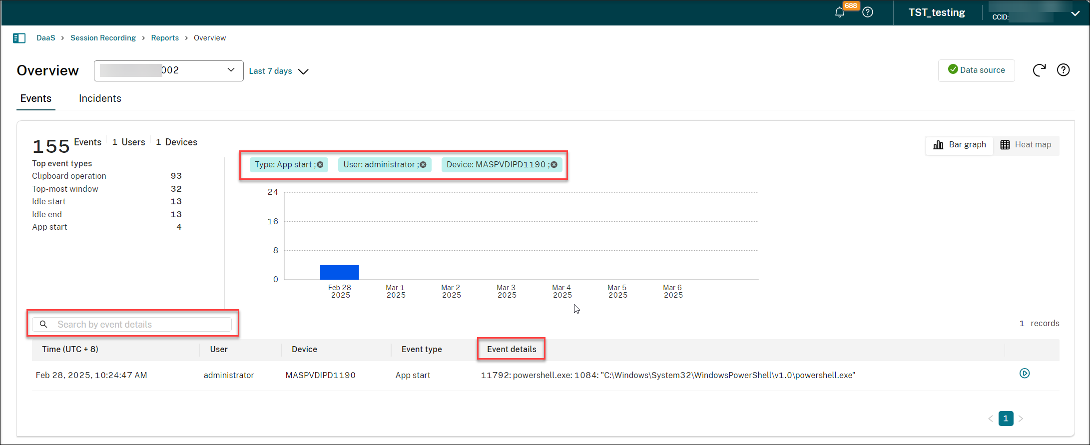 Filters for specific events