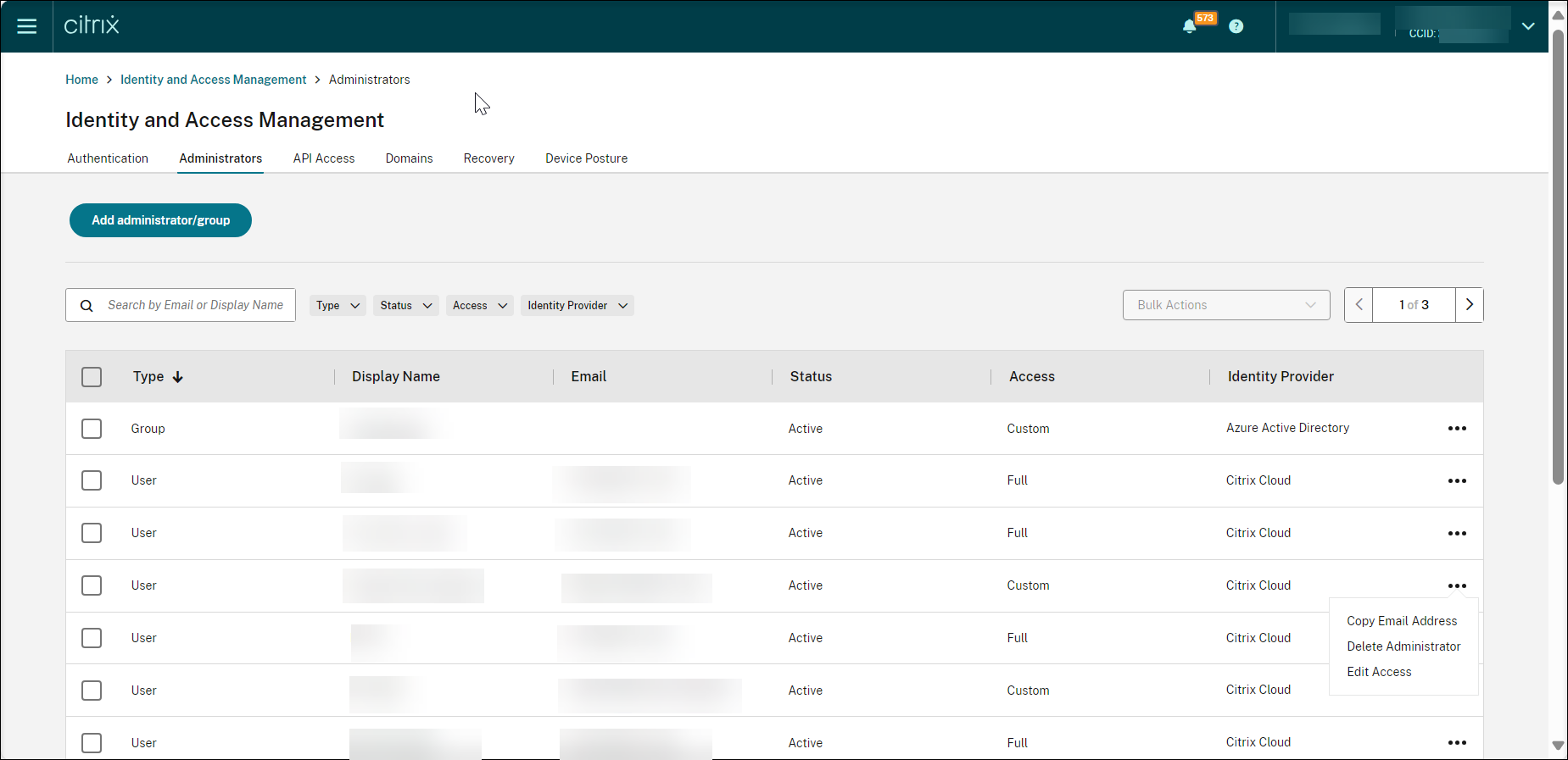 The Identity and Access Management page