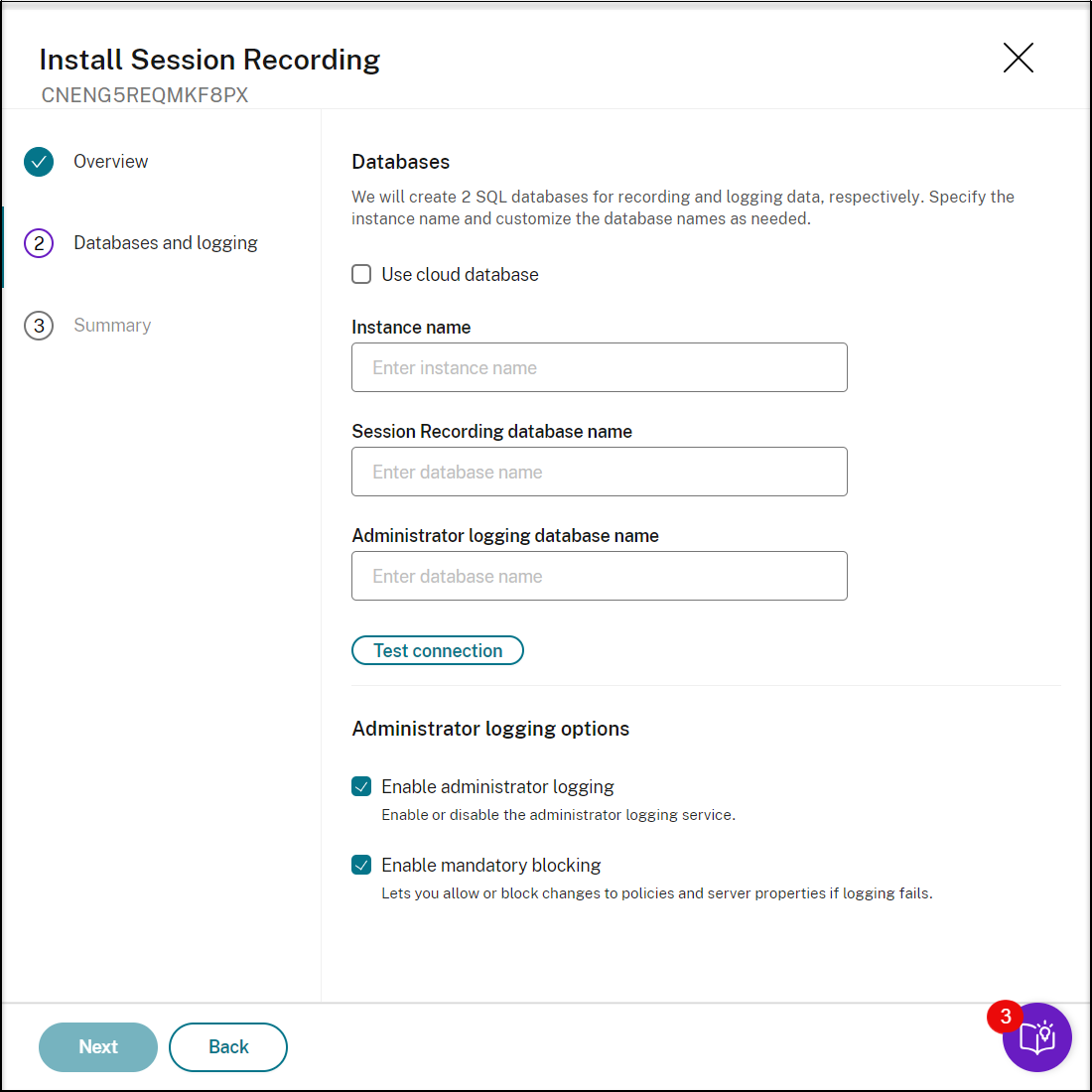 Databases page without using a cloud database