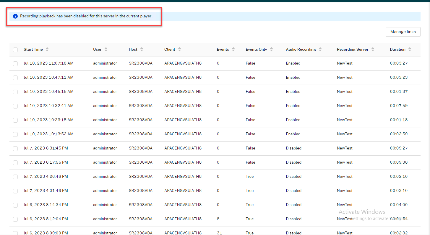 On-premises web player is disabled