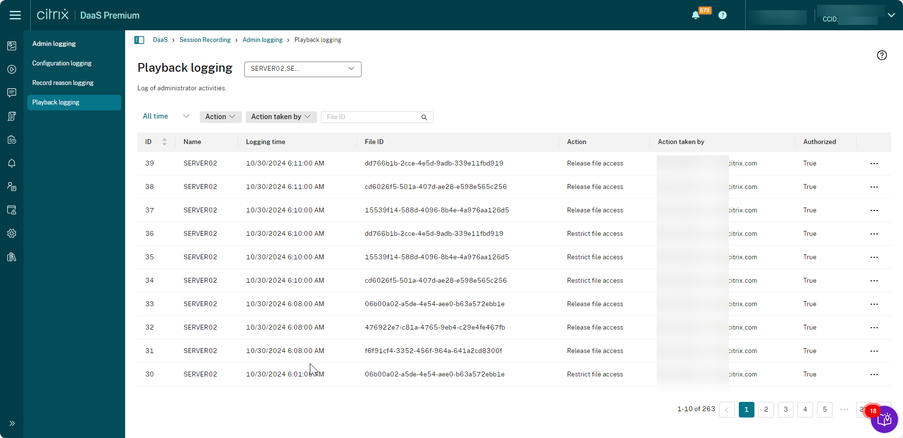 Playback logging