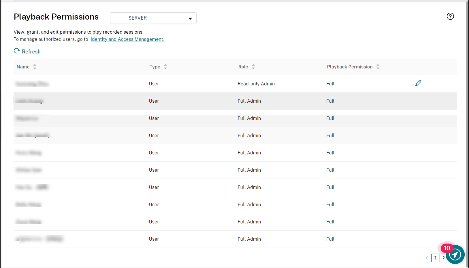 The Playback Permissions page