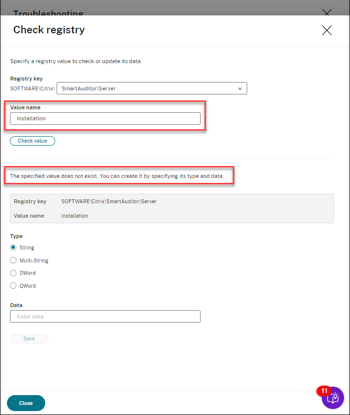 Registry value doesn't exist