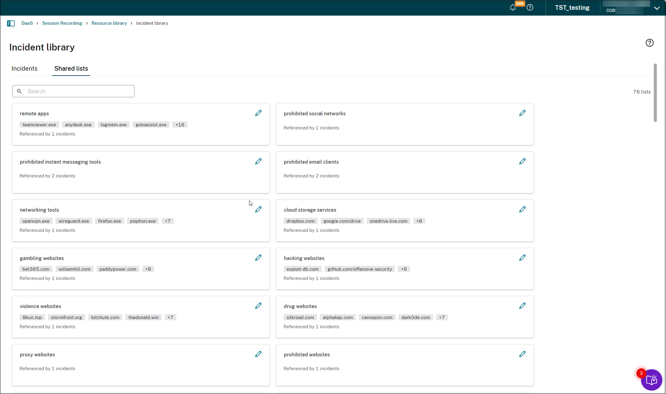 Shared lists