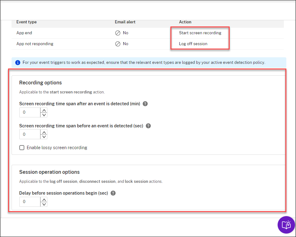 Specify delay before session operations begin