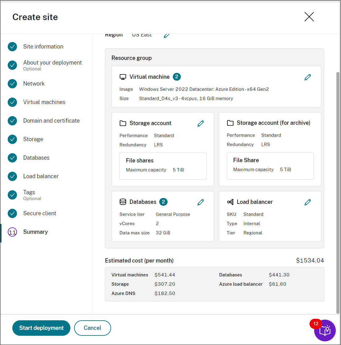 Summary about the site to be created