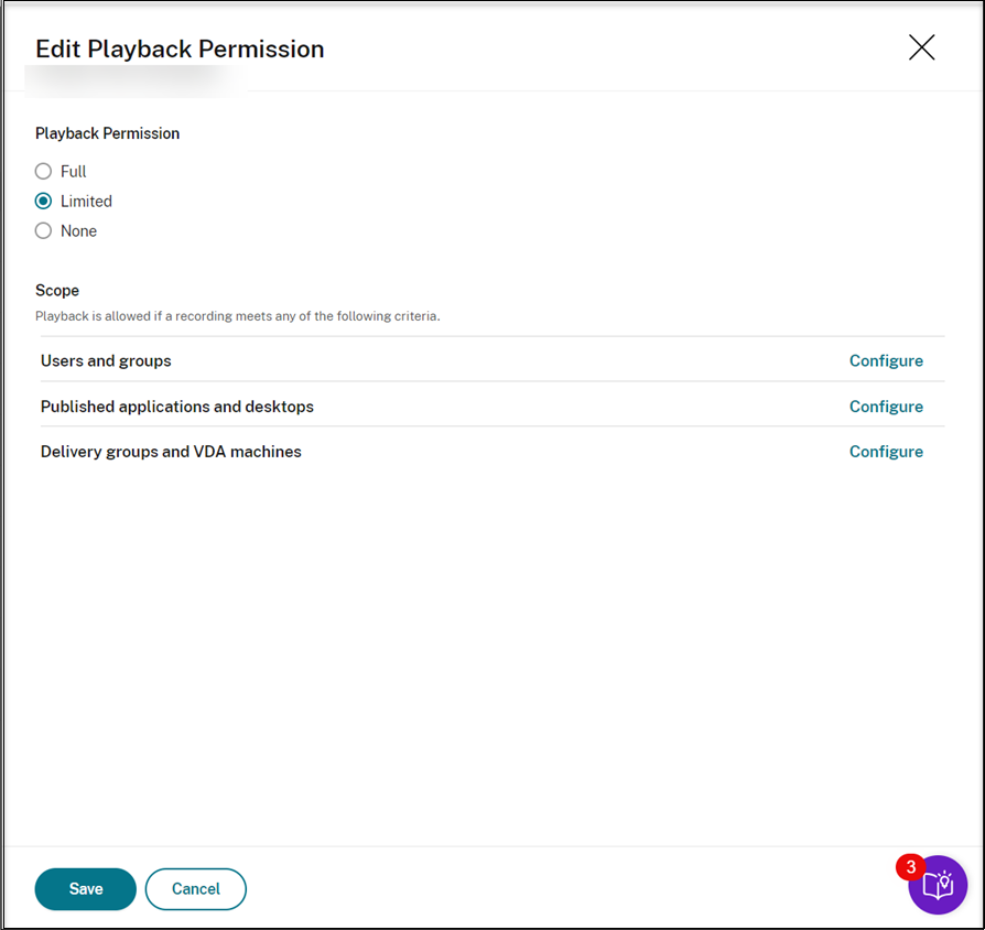 The Edit Playback Permission page
