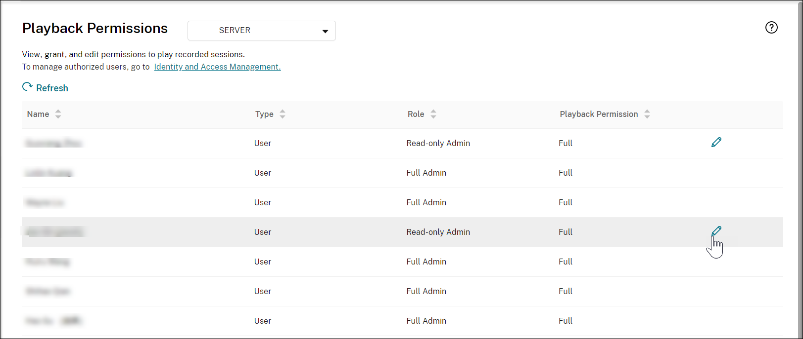 Turning to a Session Recording read-only admin