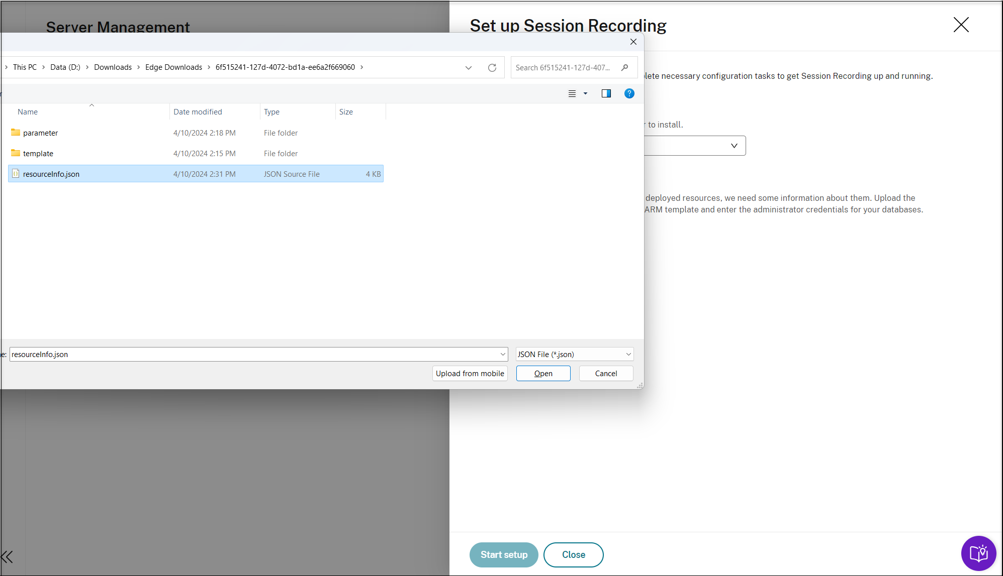 Upload resource info