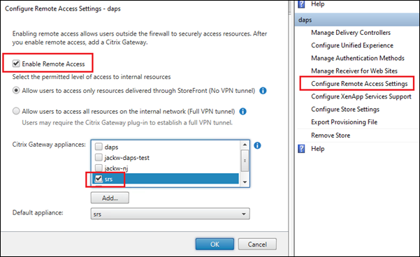 Configure remote accesss settings