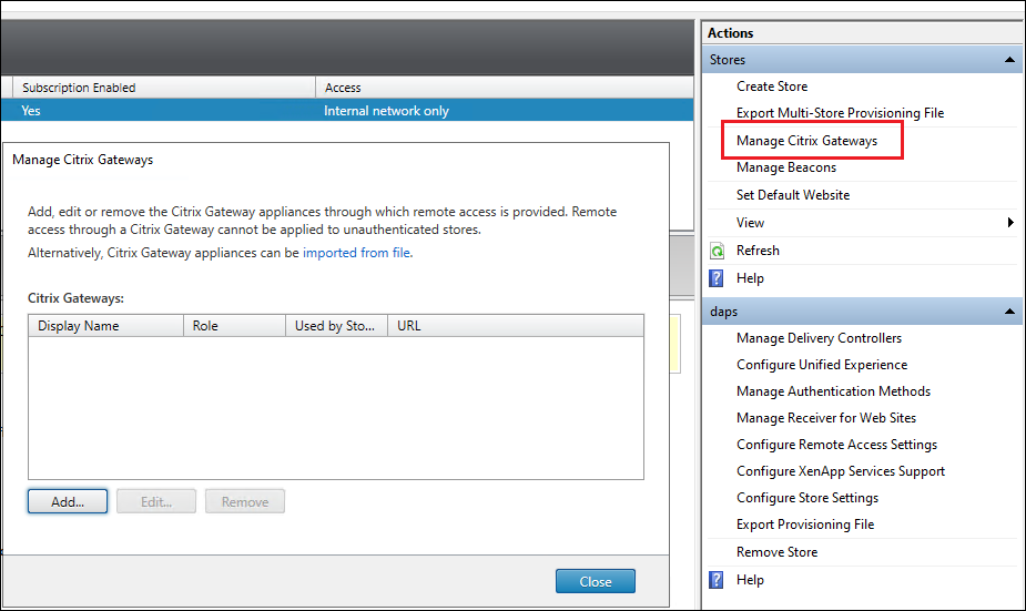 Manage Citrix Gateways
