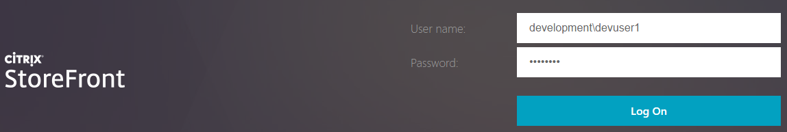 Screenshot of second logon screen