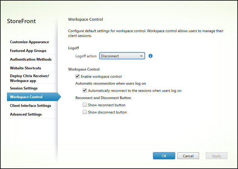 Workspace control