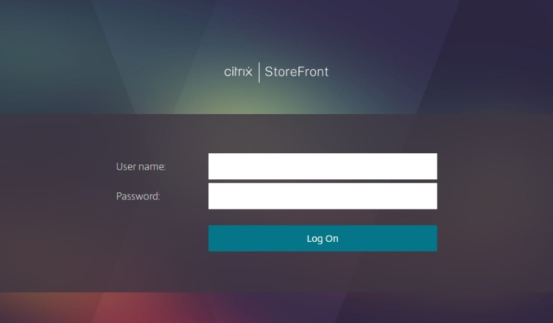 Screenshot of log on screen