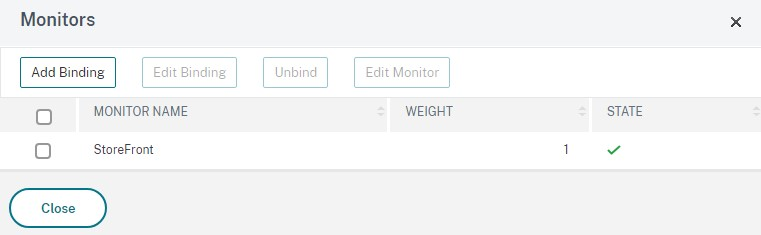 Screenshot of Monitors screen with a monitor listed